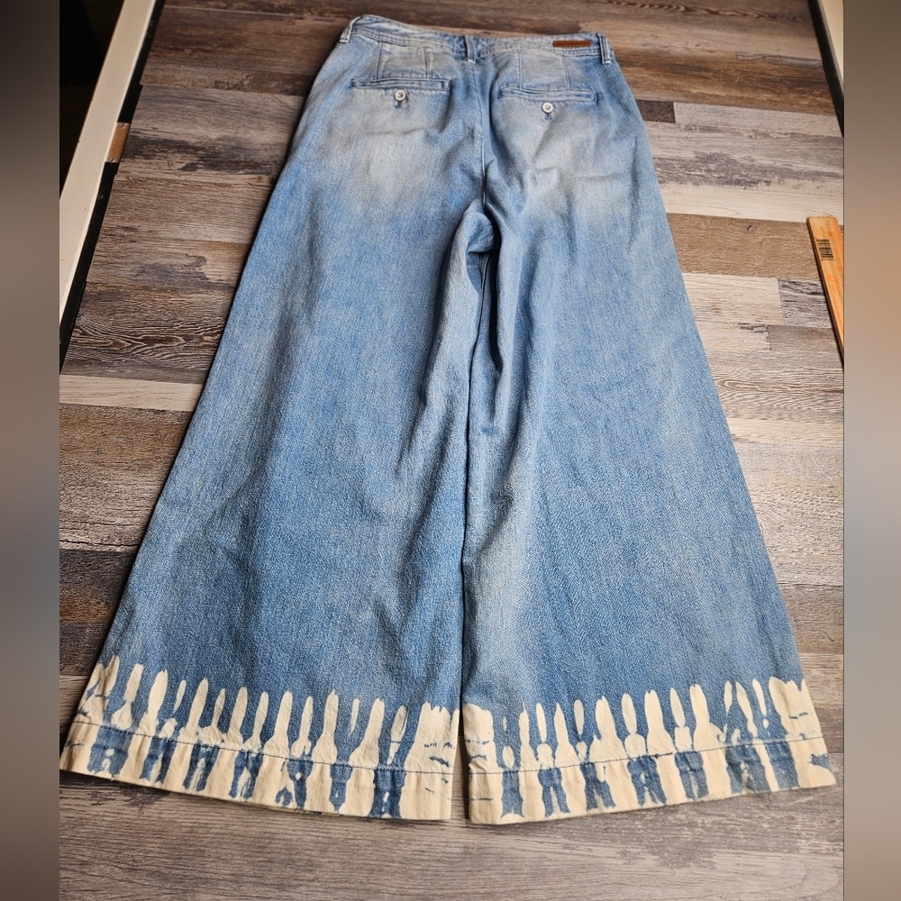 Pilco Ultra High Rise Wide Leg Bleached Hem Jeans Size 27 Anthropologie - Picture 11 of 14